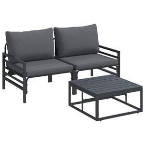vidaXL Hagesofa Set med pute 3 pcs Svart St&aring;l
