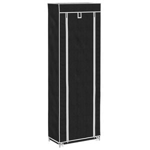 vidaXL Skoskap i stoff med trekk 57 x 29 x 162 cm svart