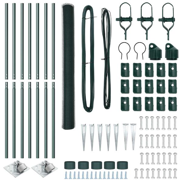 vidaXL Gjerdep&aring;le gr&oslash;nn 10 x 1,5 m (13 mm nett) St&aring;l og PVC