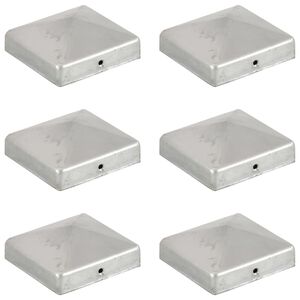 vidaXL Gjerdestolpehatter pyramide 6 stk galvanisert metall 81x81 mm