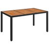 vidaXL Hagebord med treplate svart 150x90x75 cm polyrotting