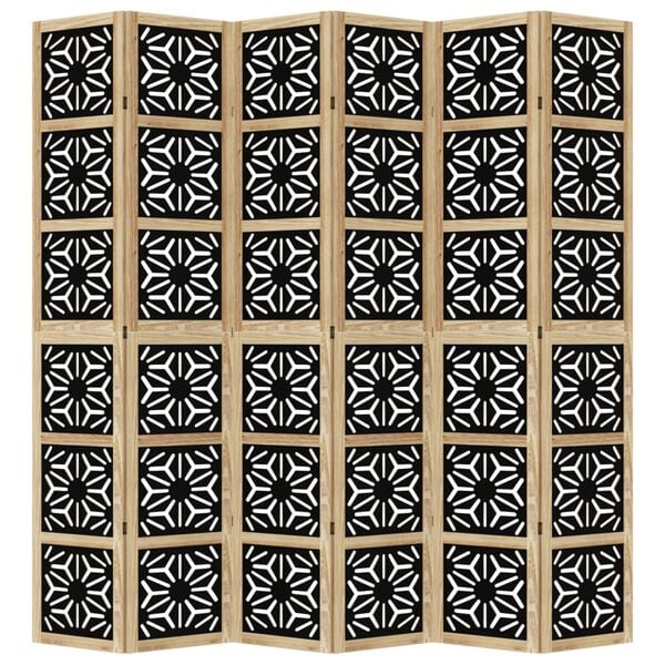 vidaXL Romdeler 5 paneler brun og svart heltre keisertre