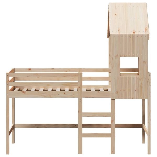 vidaXL K&oslash;yeseng med stige og tak 90x190 cm heltre furu