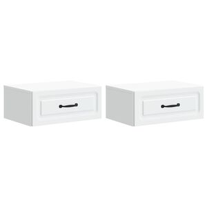 vidaXL Vegghengt Nattbord 2 pcs Hvit 49 x 34,5 x 20 cm Konstruert tre