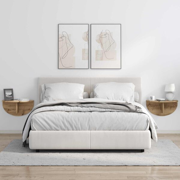 vidaXL Vegghylle 2 pcs Artisan Eik 48 x 24 x 24 cm Konstruert tre