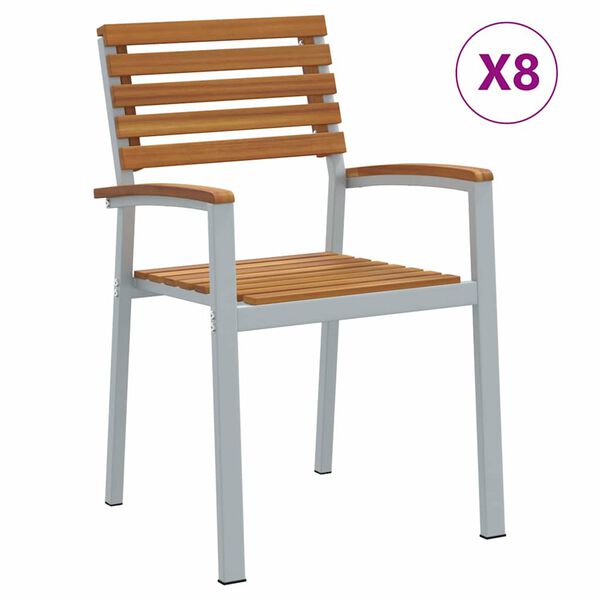 vidaXL Hage Stol 8 pcs Brun 56 x 57 x 87 cm Solid akasietre