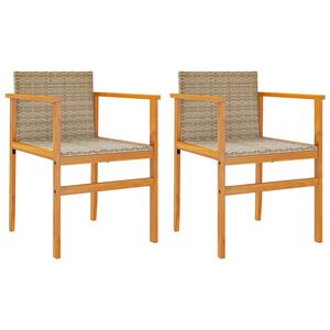 vidaXL Hagestoler med puter 2 stk beige polyrotting og heltre