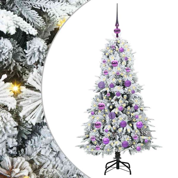 vidaXL Kunstig sammensatt juletre med 150 LED Hvit 120 cm PE og PVC