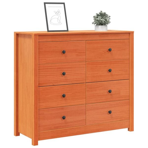 vidaXL Sideskap voksbrun 100x40x90 cm heltre furu