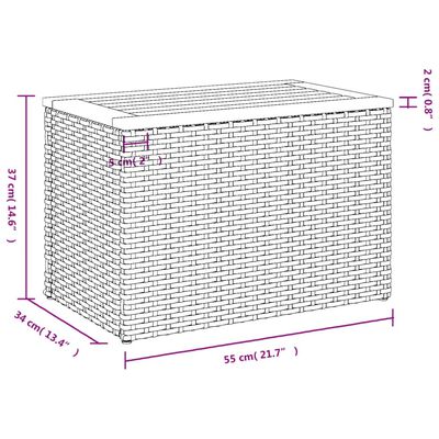 vidaXL Hagebord 2 stk grå 55x34x37 cm polyrotting heltre
