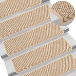 vidaXL Trappematter 15 stk 65x21x4 cm lys beige rektangul&aelig;r kant