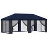 vidaXL Hagepaviljong med sidevegger 6 x 3 m Bl&aring; Polyester og st&aring;l