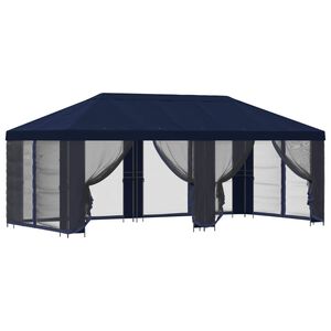 vidaXL Hagepaviljong med sidevegger 6 x 3 m Bl&aring; Polyester og st&aring;l
