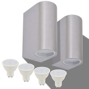 vidaXL Utend&oslash;rs LED vegglampe 2 stk runde opp/ned
