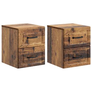 vidaXL Vegghengt Nattbord 2 pcs Gammelt tre 34,5 x 33 x 40 cm