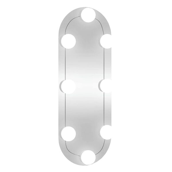 vidaXL Veggspeil med LED-lys 15x40 cm glass oval