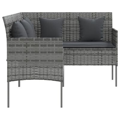 vidaXL Sofa L-formet med puter polyrotting grå