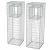 vidaXL Gabionkurv stolpe/pottesett 2 stk st&aring;l 50x50x160 cm