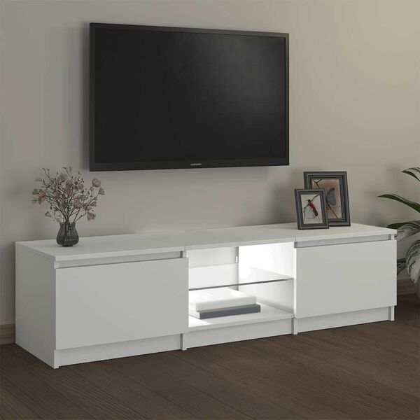 vidaXL TV-benk med LED-lys hvit 140x40x36 cm