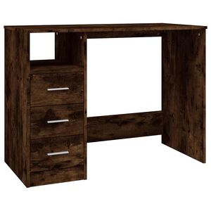 vidaXL Skrivebord med skuffer r&oslash;kt eik 102x50x76 cm konstruert tre