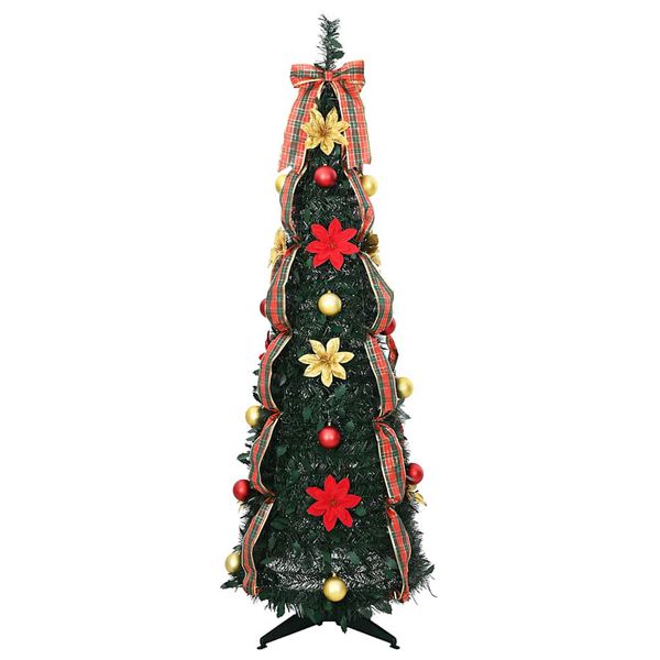 vidaXL Kunstig juletre med 100 LED med stativ gr&oslash;nn 155 cm PVC