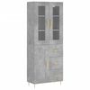 vidaXL Highboard betonggr&aring; 69,5x34x180 cm konstruert tre
