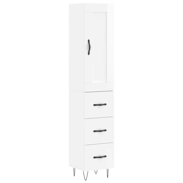 vidaXL Highboard h&oslash;yglans hvit 34,5x34x180 cm konstruert tre