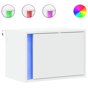 vidaXL Vegghengt nattbord med LED-lys hvit