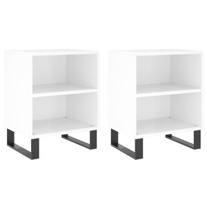 vidaXL Nattbord 2 stk h&oslash;yglans hvit 40x30x50 cm konstruert tre