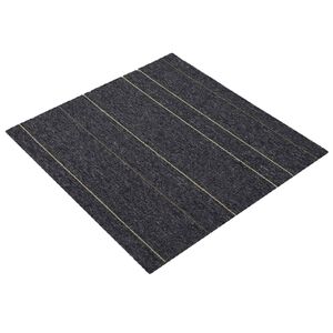 vidaXL Teppeflis M&oslash;rkegr&aring; med striper 50 x 50 cm 36 stk. PP og Bitumen