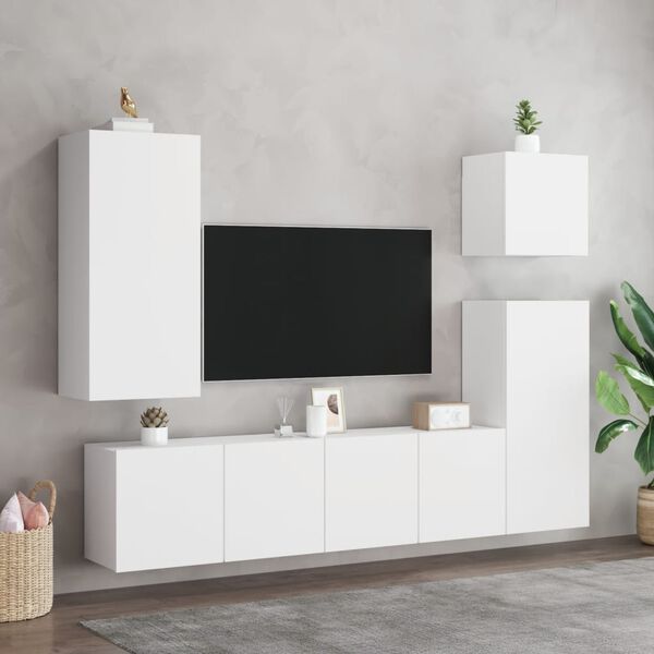 vidaXL Vegghengt TV-benk hvit 40,5x30x90 cm konstruert tre