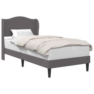vidaXL Sengestamme med hodegjerde Gr&aring; 90 x 190 cm Kunstl&aelig;r