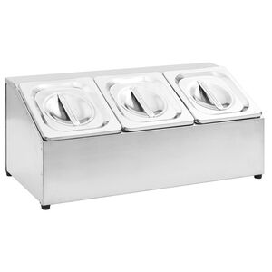 vidaXL GN-beholder med 3 GN 1/6 beholdere rustfritt st&aring;l