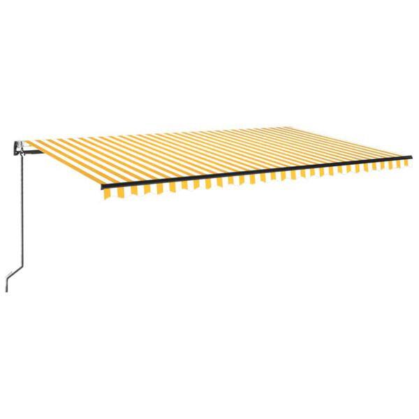 vidaXL Automatisk markise med vindsensor og LED 500x300 cm gul/hvit