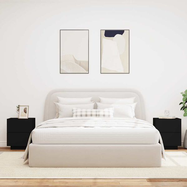 vidaXL Nattbord med LED 2 stk svart konstruert tre