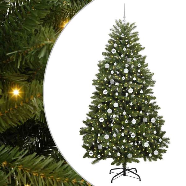 vidaXL Kunstig juletre med 300 LED gr&oslash;nn 210 cm PVC og metall
