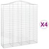 vidaXL Gabionkurver buede 4 stk 200x50x220/240 cm galvanisert jern