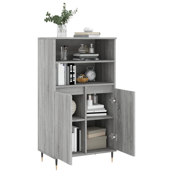 vidaXL Highboard gr&aring; sonoma 60x36x110 cm konstruert tre
