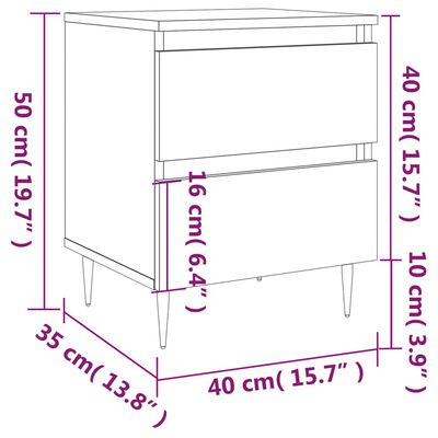 vidaXL Nattbord 2 stk høyglans hvit 40x35x50 cm konstruert tre