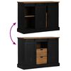 vidaXL Skjenk HALDEN med 2 skyved&oslash;rer svart 112x40x80 cm heltre