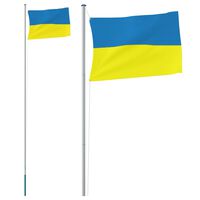 vidaXL Ukrainsk flagg og stang 6,23 m aluminium