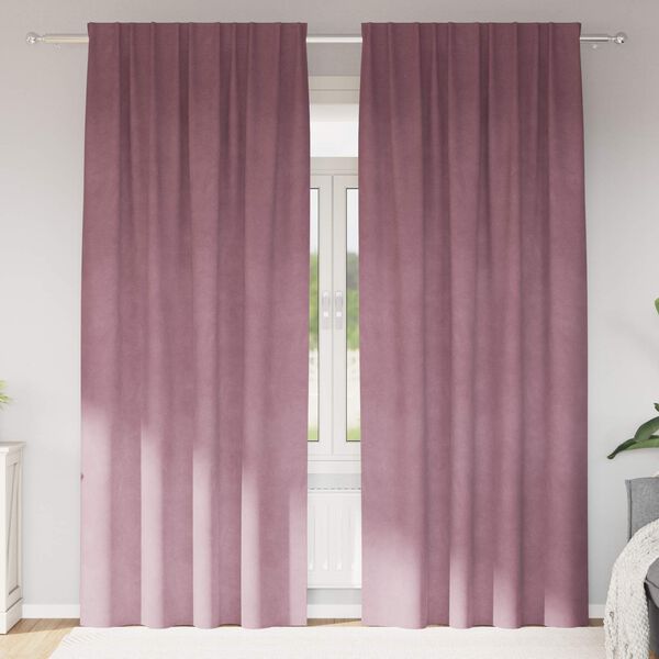vidaXL Blendingsgardiner 2 pcs M&oslash;rk rosa 140 x 245 cm Fl&oslash;yel
