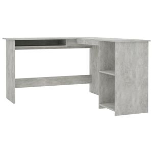 vidaXL L-formet skrivebord betonggr&aring; 120x140x75 cm konstruert tre