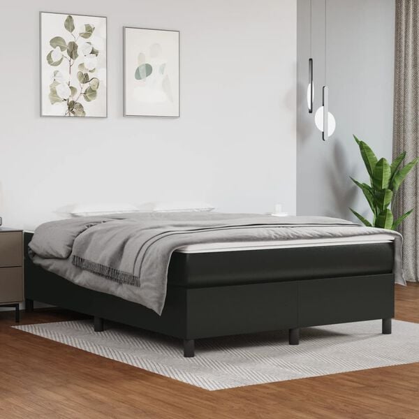 vidaXL Boxspring-sengeramme svart 135x190 cm Double kunstskinn