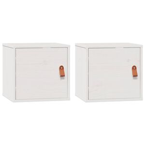 vidaXL Veggskap 2 stk hvit 31,5x30x30 cm heltre furu