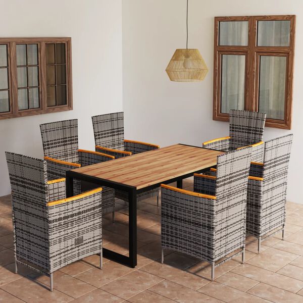 vidaXL Utend&oslash;rs spisestue 7 deler gr&aring;