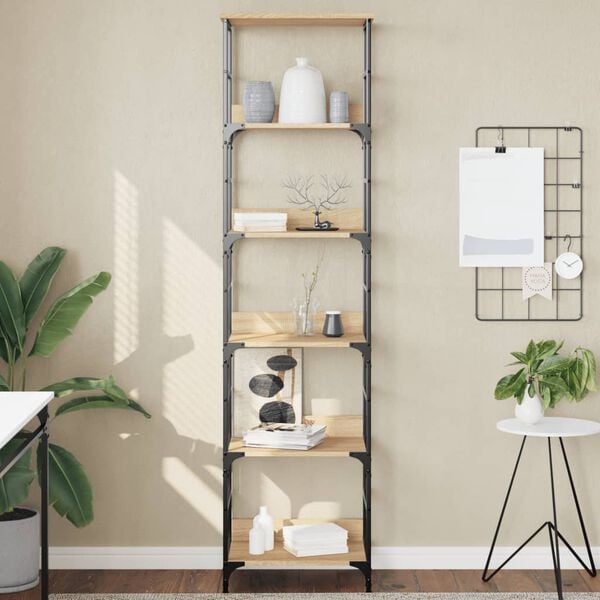 vidaXL Bokhylle Sonoma eik 50x33x188,5 cm konstruert tre