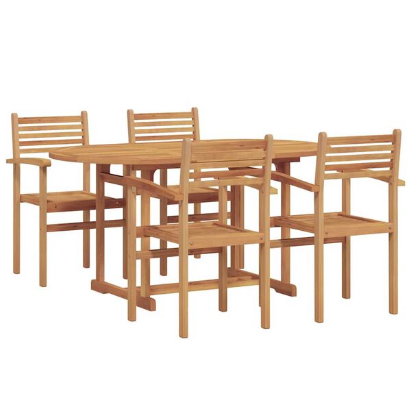 vidaXL Hage Spisegruppe 5 pcs Naturlig Solid teaktre