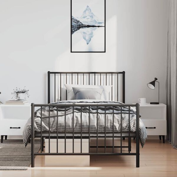 vidaXL Sengeramme i metall med hode- og fotgavl svart 100x190 cm