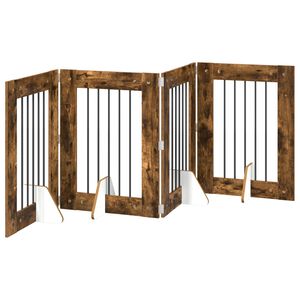 vidaXL Foldbar hundegitter med stativer 4 stk. R&oslash;kt Eik 241 cm
